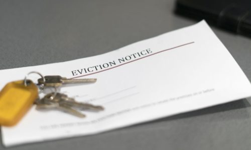eviction notice with keys laying on top