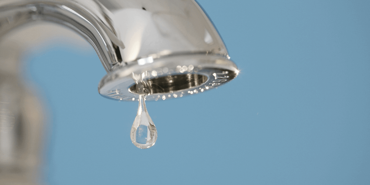 single water drop from faucet